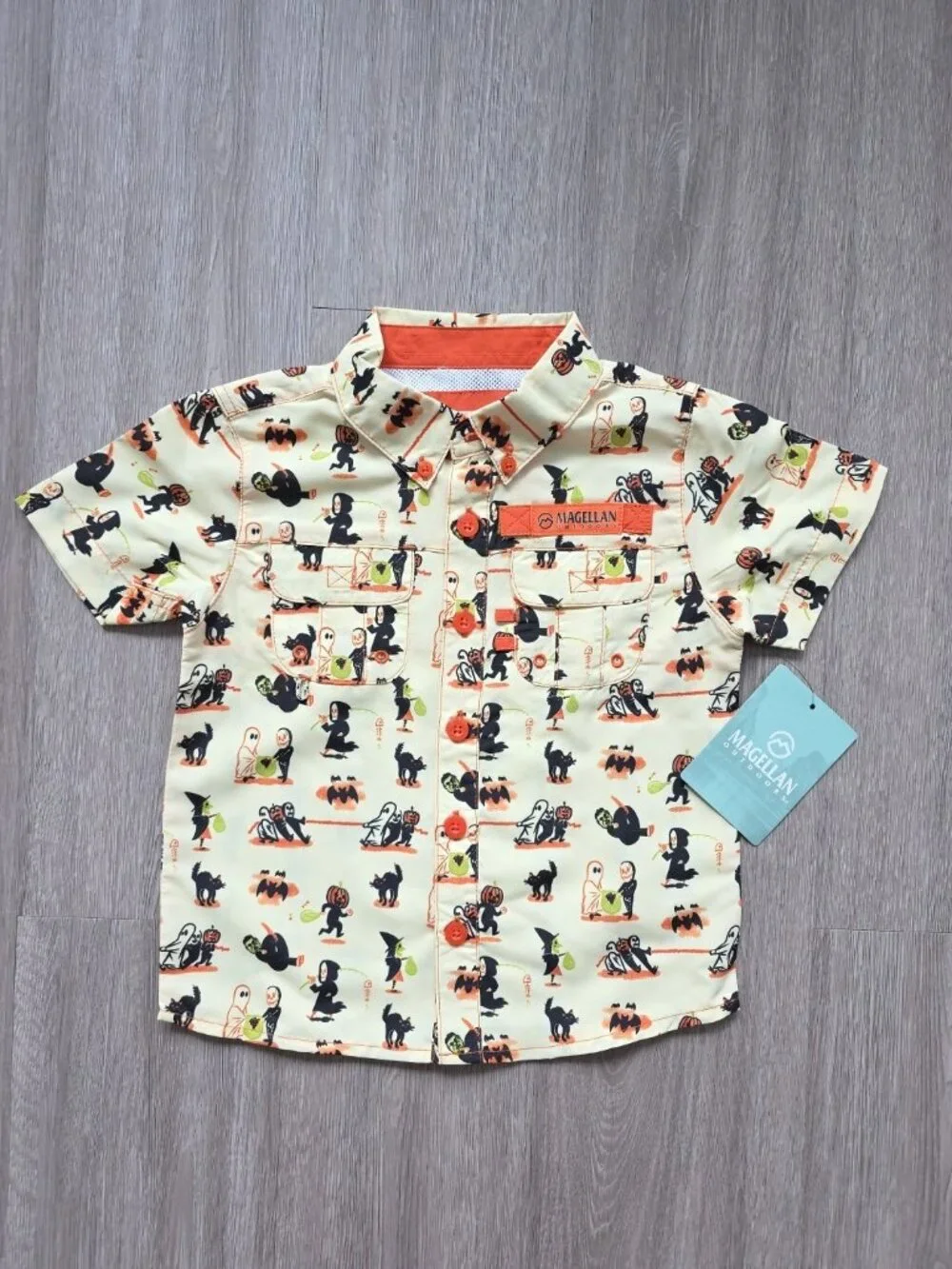 Magellan Boys 2T Halloween Shirt Fishing Button Up Short Sleeve NWT - Picture 10 of 11